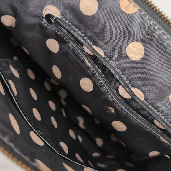 Kate Spade Women's Black/Gold Handbag Classic Polkadot Black/Tan Lining - Picture 12 of 15